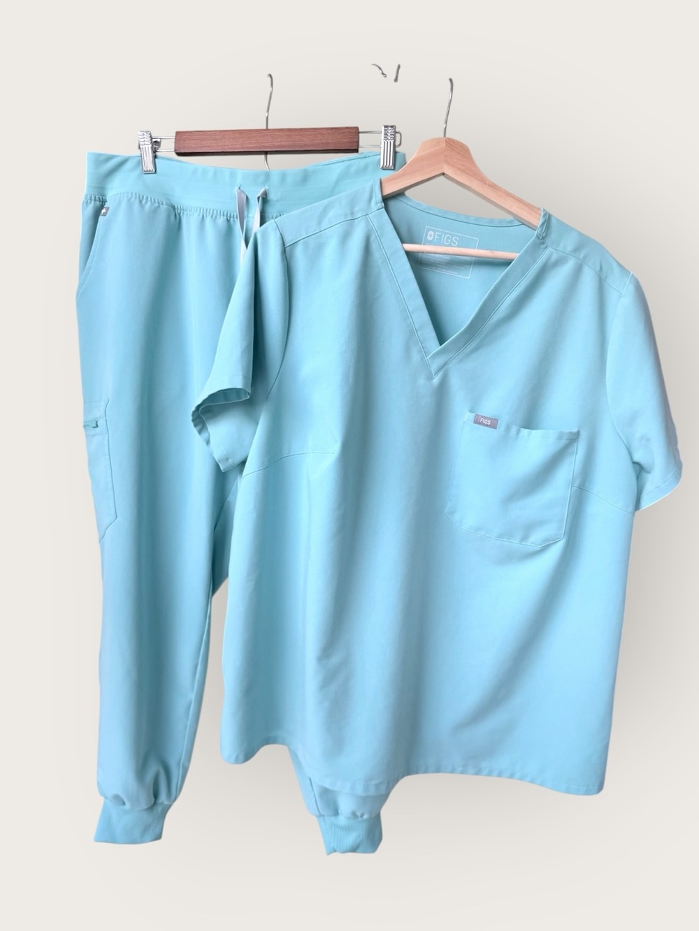 Figs SET Catarina Scrub Top (3XL) and Zamora Jogger Bottoms (XXLP) Seaglass Blue